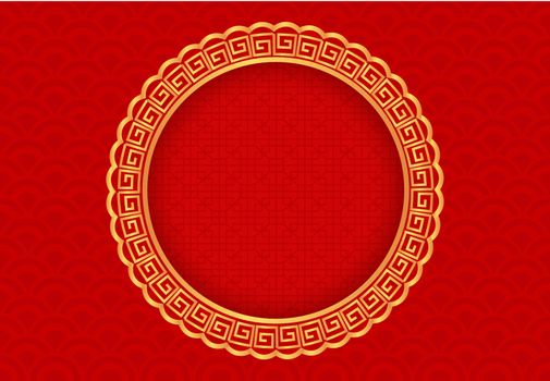Gold background with a pattern in the Chinese style. Vector illustration