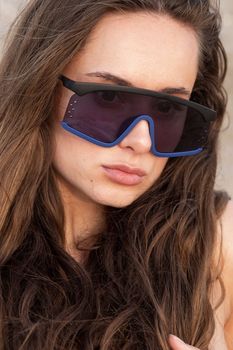 woman sunglass fashion accessories on beach modern model