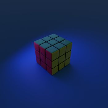 rubik's cube 3d render. Abstraction illustration. puzzle cube.