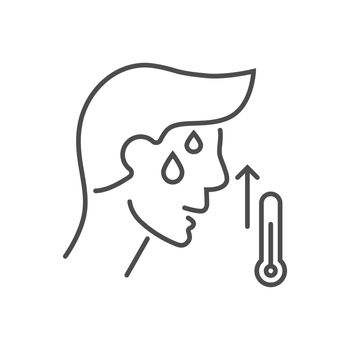 High body temperature related vector thin line icon