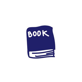 Hand drawn Blue Book Doodle Illustration picture for training. Blue outline