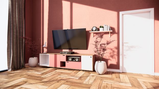 TV cabinet and display japanese interior of pink sakura living r