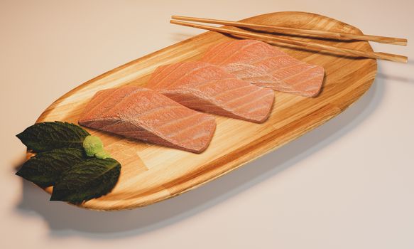 Sashimi salmon fool japanese.3D rendering