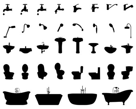 silhouettes of bathroom elements