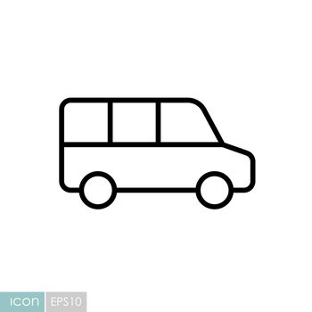 Airport shuttle minivan, shuttle bus vector icon