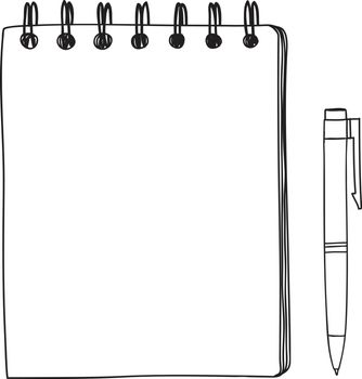 notebook and pen cute hand drawn vector line art illustration
