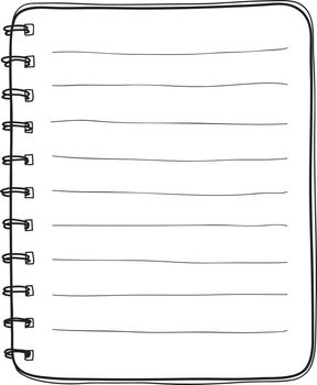 hand drawn notebook on white background blank paper cover vector