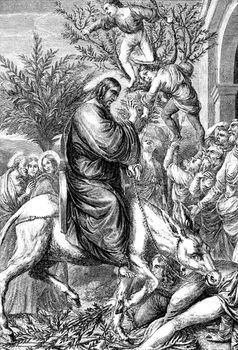 An engraved vintage New Testament Bible illustration image of Je