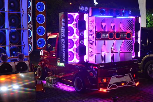 Customized cars with sound system set up at Bumper to Bumper 15 