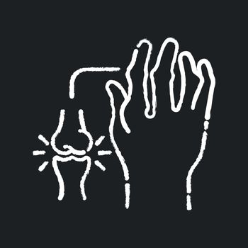 Rheumatoid arthritis chalk white icon on black background