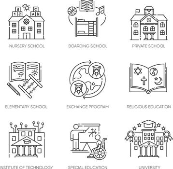 Academic education pixel perfect linear icons set