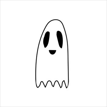 Ghost doodle, cartoon character, , Halloween, isolated illustration on white background coloring