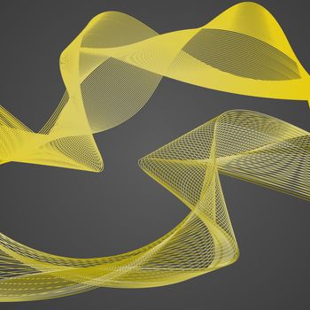 Abstract, two colored ribbon on a gray background. illustration
