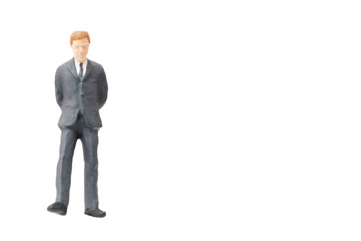 Miniature people businessman on white background with clipping path