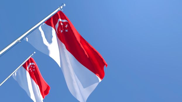 3D rendering of the national flag of Singapore waving in the wind