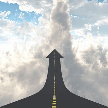 Road to the top in clouds