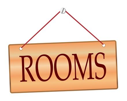 Rooms Sign In Wood With String