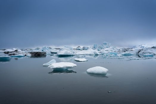 Icebergs on the shore of Jokulsarlon glacier lagoon