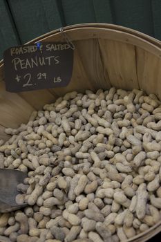 Peanuts in basket on display in market