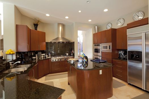 Contemporary kitchen in luxury mansion