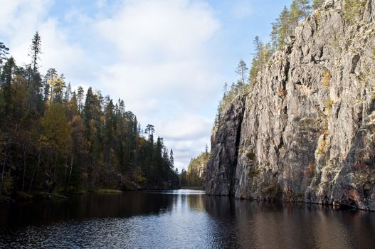 River in a small canyon in a national park in East-Finland