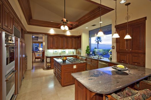 Modern kitchen in luxury mansion