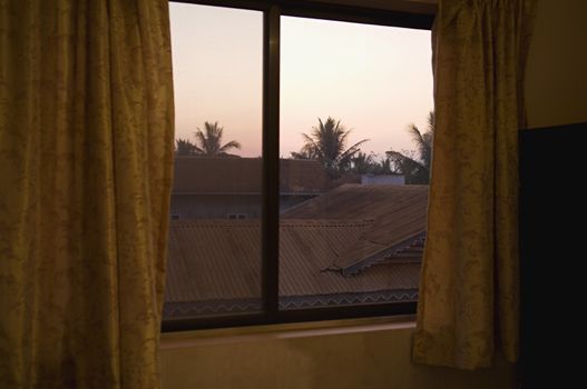 Tile Roof Seen Through Window