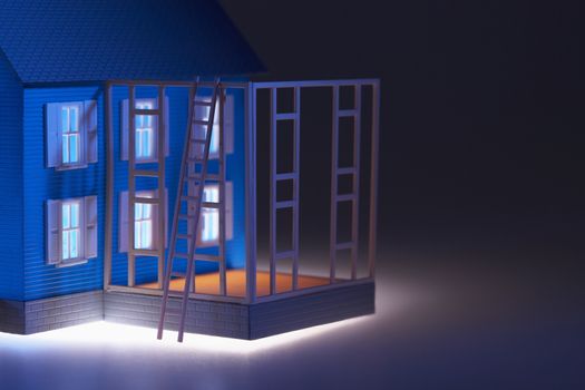 Illuminated model house