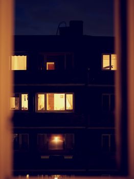 Block of flats at night