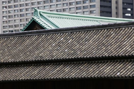 Japan Tokyo Tokyo Imperial Palace Rooftop of Otemon (East Gate) close-up