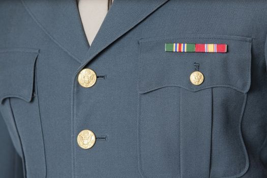 Detail shot of US military officer's uniform