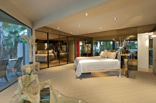 View of bedroom in luxury mansion