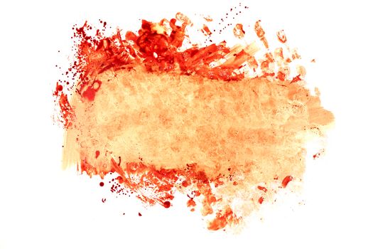 blood and gore splatter mockup isolated on white background in top-down flat lay perspective