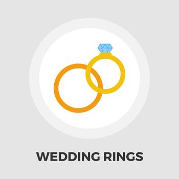 Wedding rings icon flat