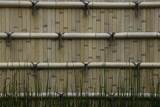 Japan Himeji Himeji Koko-en Gardens split bamboo wall close-up