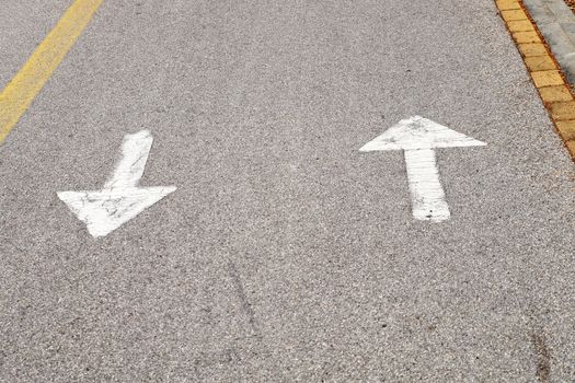 bicycle lane markings - two-way traffic close up