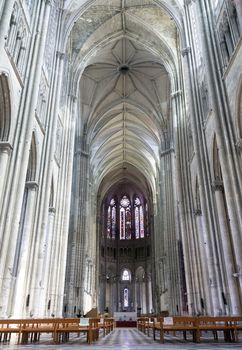 interior of cathedral in french town of Saint Quentin