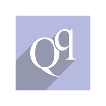Flat icon with lowercase and uppercase Q for websites and apps, 