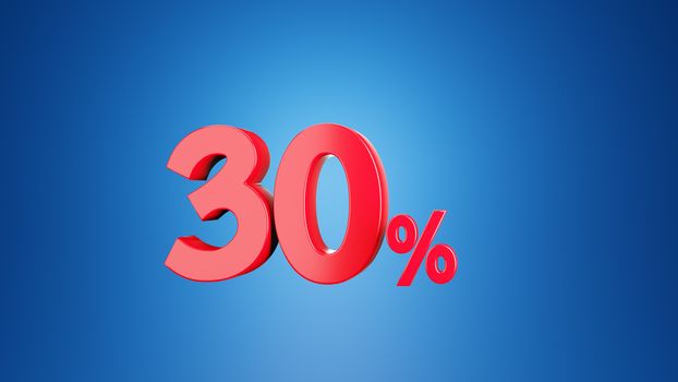Number  thirty percent for Discount 30 % or vat 30 %. 3D illustr