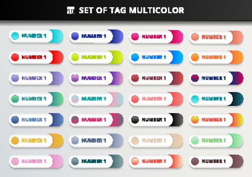 Set of bookmarks, stickers, labels, tags multicoloured rounded g