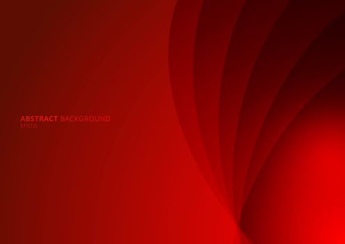 Abstract red background curved layers with shadow and space for 