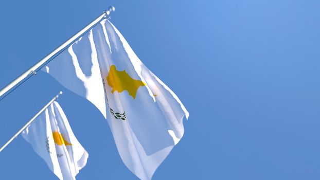 3D rendering of the national flag of Cyprus waving in the wind