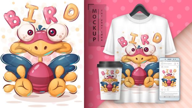 Cute bird poster and merchandising