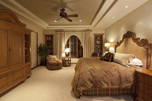 Comfortable big bed in luxury manor house