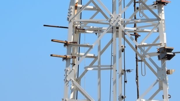 Telecommunication tower closeup .