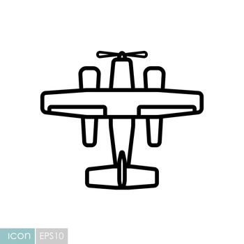 Small amphibian seaplane, plane flat vector icon
