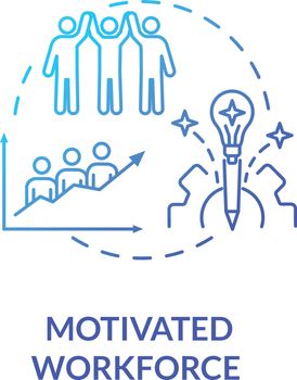 Motivated workforce blue gradient concept icon