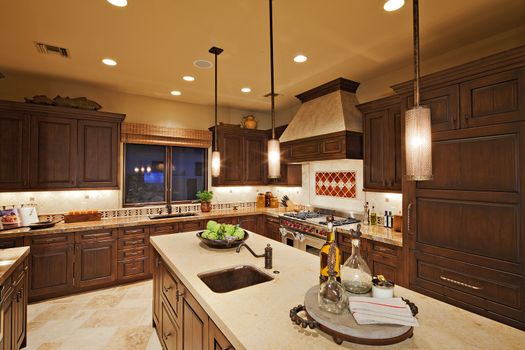 Interior of contemporary kitchen in luxury villa