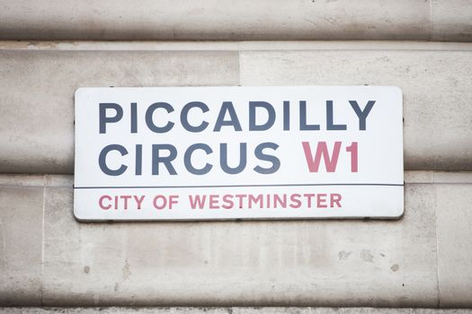 Close-up of Piccadilly Circus signboard