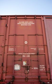 Close up of Industrial railway carriage door